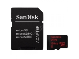 SanDisk 128GB MicroSD kártya + adapter, CL10, 80Mbps