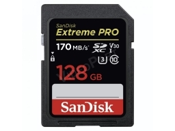 SanDisk 128GB EXTREME-PRO SDXC kártya,170MB/s, UHS-I, V30, U3