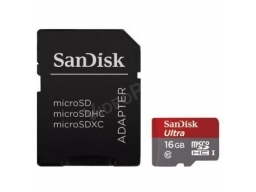SanDisk 16GB  MicroSDHC kártya + adapter , CL10, 80Mb/sec