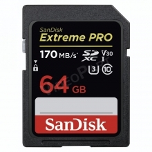 SanDisk 64GB EXTREME-PRO SDXC kárya, 170MB/s, UHS-I, V30, U3