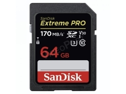 SanDisk 64GB EXTREME-PRO SDXC kárya, 170MB/s, UHS-I, V30, U3