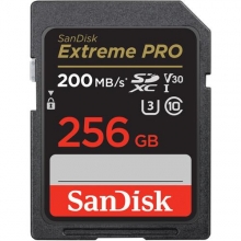 SanDisk 256 GB EXTREME-PRO SDHC kártya,200/140MB/s, UHS-I, V30, U3