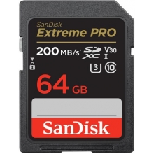 SanDisk 64GB EXTREME-PRO SDXC kártya, 200/90 MB/s, UHS-I, V30, U3