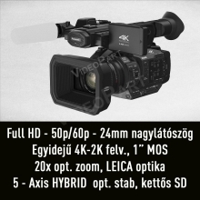 Panasonic AG-UX180 4K (UHD) / Full HD - 50p/60p - 24mm nagylátószög - 20x zoom - 1