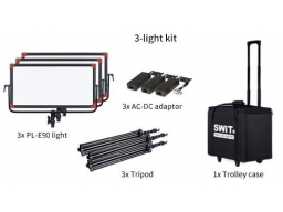 SWIT PL-E903KIT, hordozható 3 lámpás szett állvánnyal, tápegységgel, hordkofferrel, 3x 2200lx