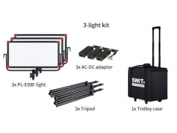 SWIT PL-E90D3KI, hordozható 3 lámpás szett állvánnyal, tápegységgel, hordkofferrel, 3x 2200lx, DMX vezérelhető