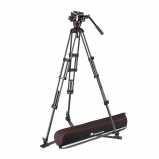 Manfrotto  504X fluid videó fej karbon ikerlábas állvánnyal, padlóterpesszel, 6,5 kg terhelésig