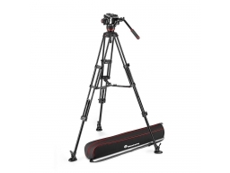 Manfrotto 504X fluid videó fej Alumínium ikerlábas állvánnyal, középterpesszel, 6,5 kg terhelésig