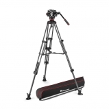 Manfrotto 504X fluid videó fej karbon ikerlábas állvánnyal, középterpesszel, 6,5 kg terhelésig