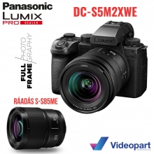 LUMIX DC-S5M2XWE FullFrame 4K fényképezőgép váz + R2060 + S50 optikák
