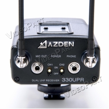 AZDEN 330UPR-CE, UHF vezetéknélküli 2 csatornás kamera hangvevõegység LCD kijelzõvel - XLR / miniJack csatlakozó